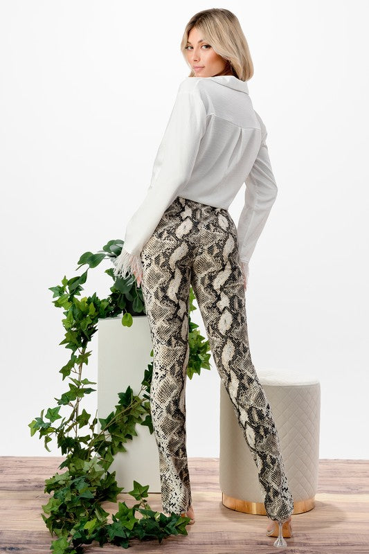 Python Pint Tuck Pant With Side Slit