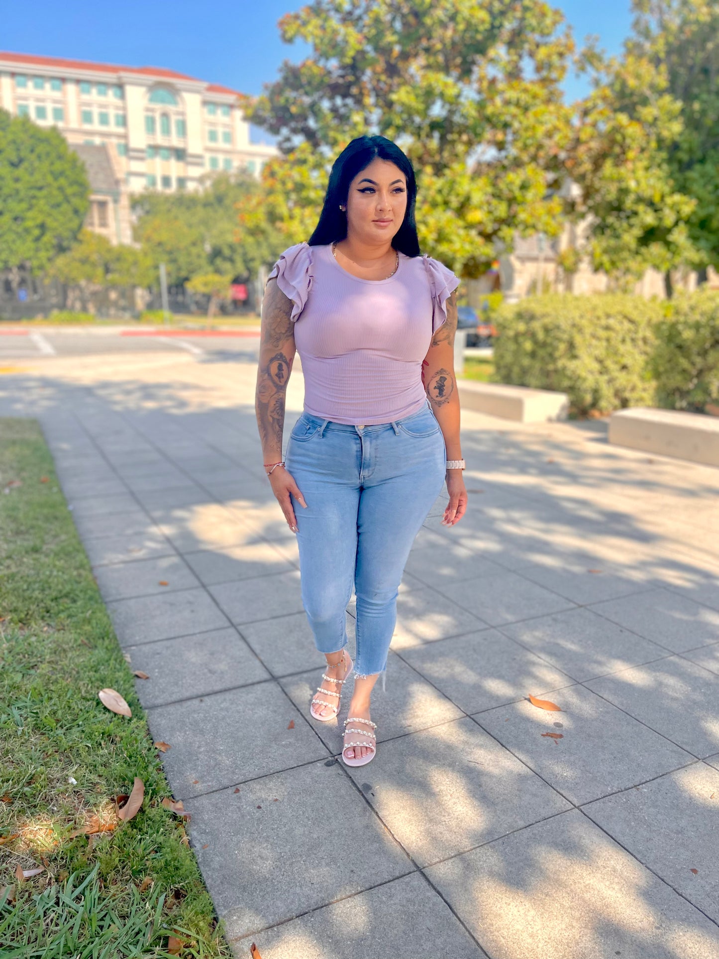 Divina Ruffle Ribbed Top