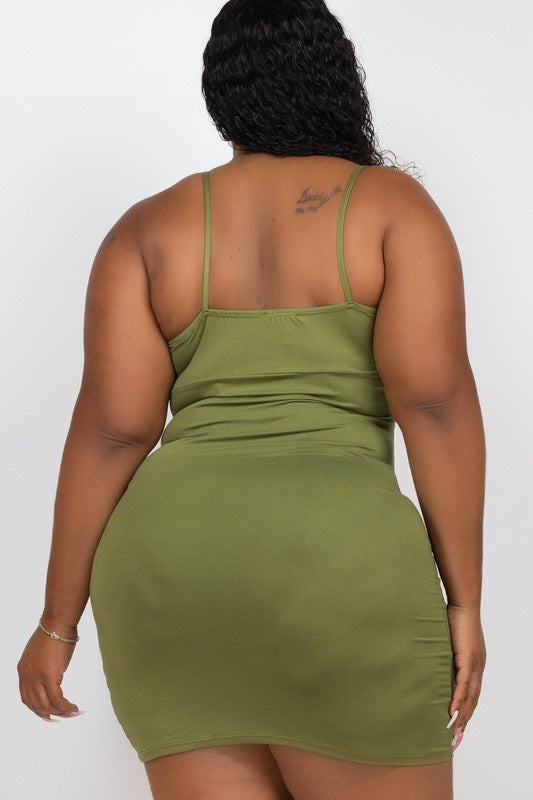 Curvy Ruched Drawstring Miniskirt Dress