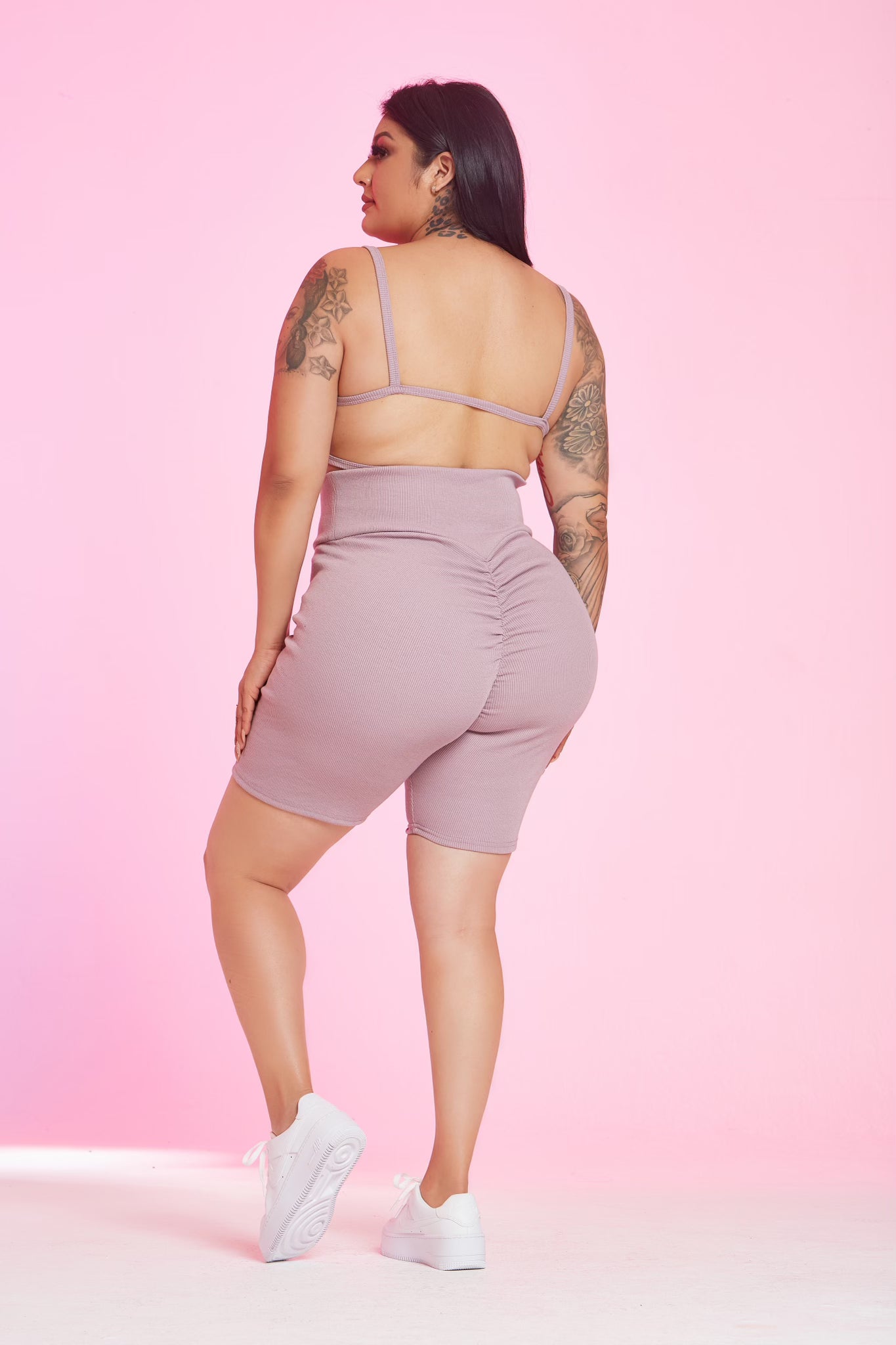 Pink Peachy Biker Short Set