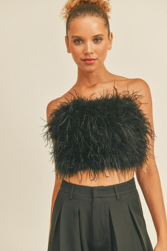 KELLY FEATHER DETAILED TUBE TOP